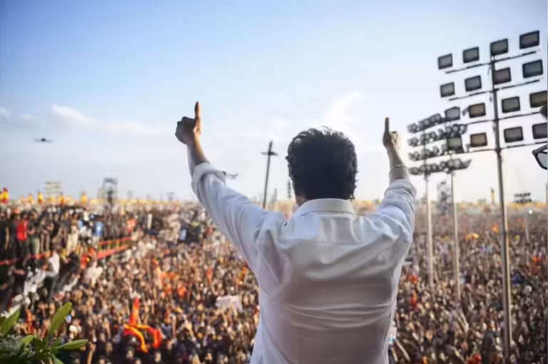 Vijay at a political rally